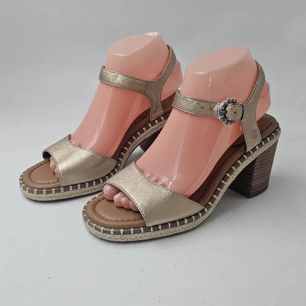 Lucky Brand Jennyl Metallic Espadrille Block Heel Sandals Stardust Size 7.5 - Picture 10 of 10